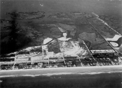 Aerial of Minutemen Causeway  black and white photo